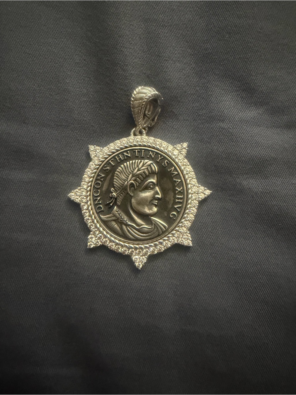 Judith Ripka Silver Roman Coin Starburst Pendant